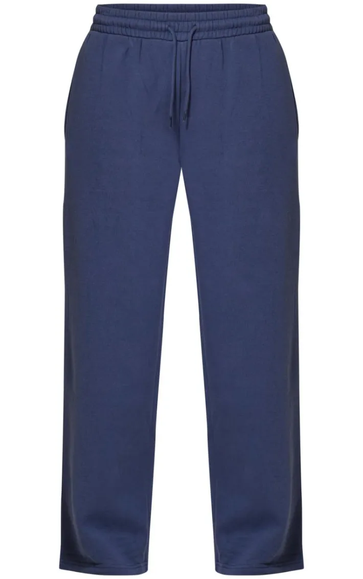 PRETTYLITTLETHING Navy Printed Back Pocket Wide Leg Sweatpants