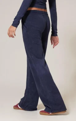 PrettyLittleThing Washed Low Rise Oversized Wide Leg Sweatpants Navy