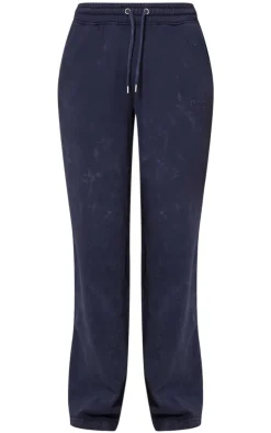 PrettyLittleThing Washed Low Rise Oversized Wide Leg Sweatpants Navy