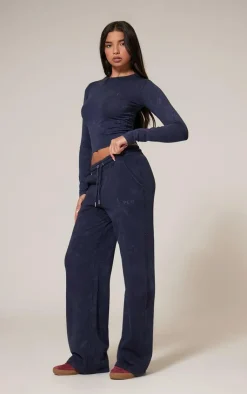 PrettyLittleThing T-Shirts*Washed Longline Cotton Long Sleeve Fitted T-shirt