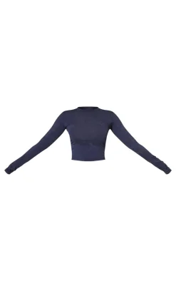 PrettyLittleThing T-Shirts*Washed Longline Cotton Long Sleeve Fitted T-shirt