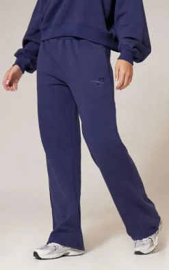 Best PrettyLittleThing Wide Leg Embroidered Sweatpants Navy