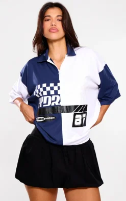 PrettyLittleThing T-Shirts*Zip Up Short Sleeve Football Shirt