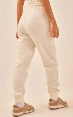Discount PrettyLittleThing High Waisted Washed Cuffed Sweatpants Off White