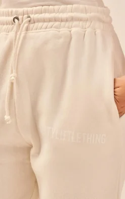 Discount PrettyLittleThing High Waisted Washed Cuffed Sweatpants Off White