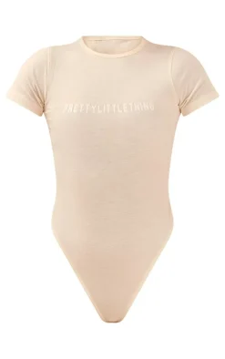 Best PrettyLittleThing Logo Short Sleeved Bodysuit Off White
