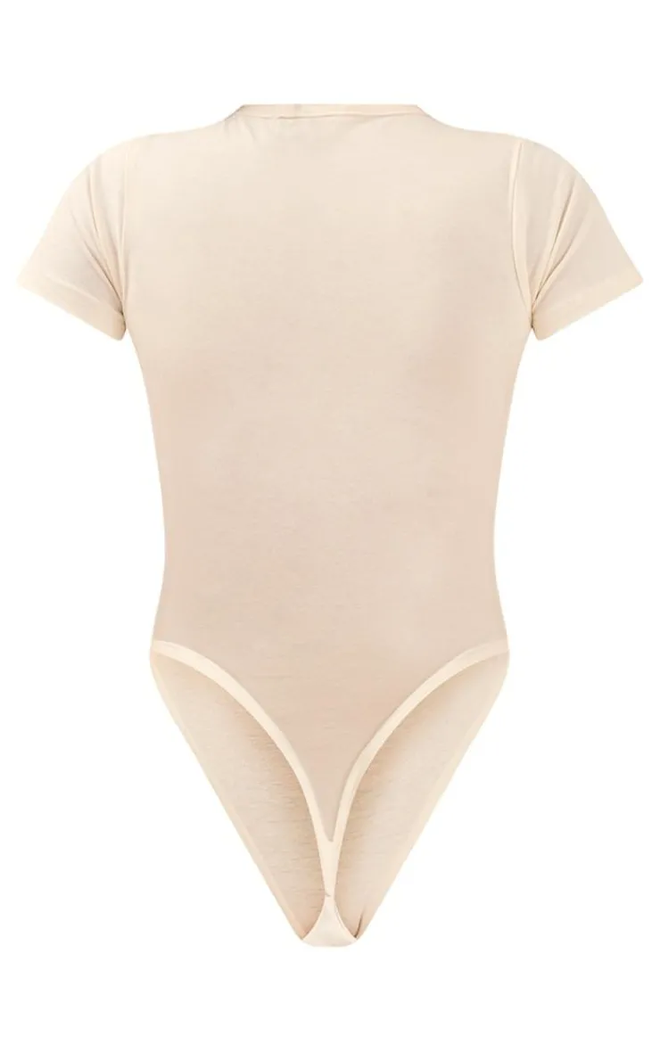 Best PrettyLittleThing Logo Short Sleeved Bodysuit Off White