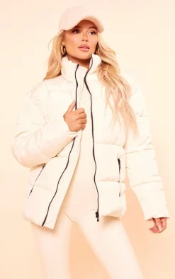 PrettyLittleThing Puffer Jackets*Panelled High Neck Puffer Coat