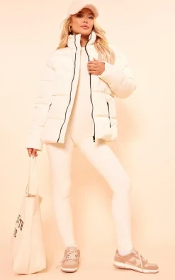 PrettyLittleThing Puffer Jackets*Panelled High Neck Puffer Coat