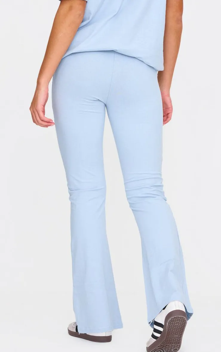 Discount PrettyLittleThing Printed Flared Pants Pale Blue