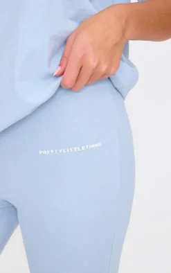 Discount PrettyLittleThing Printed Flared Pants Pale Blue