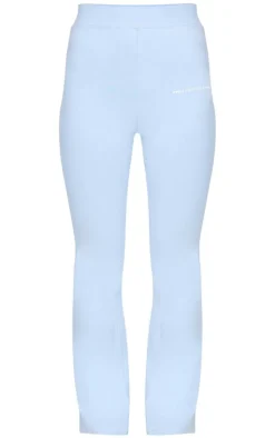 Discount PrettyLittleThing Printed Flared Pants Pale Blue