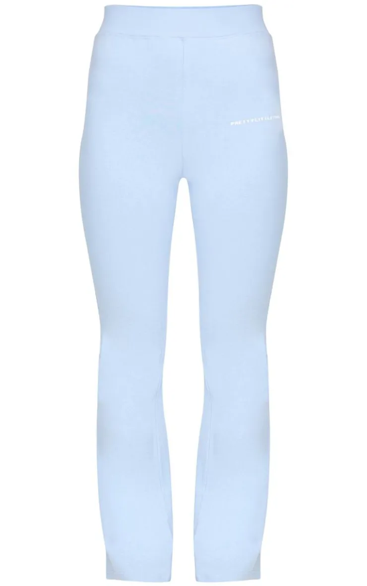 Discount PrettyLittleThing Printed Flared Pants Pale Blue