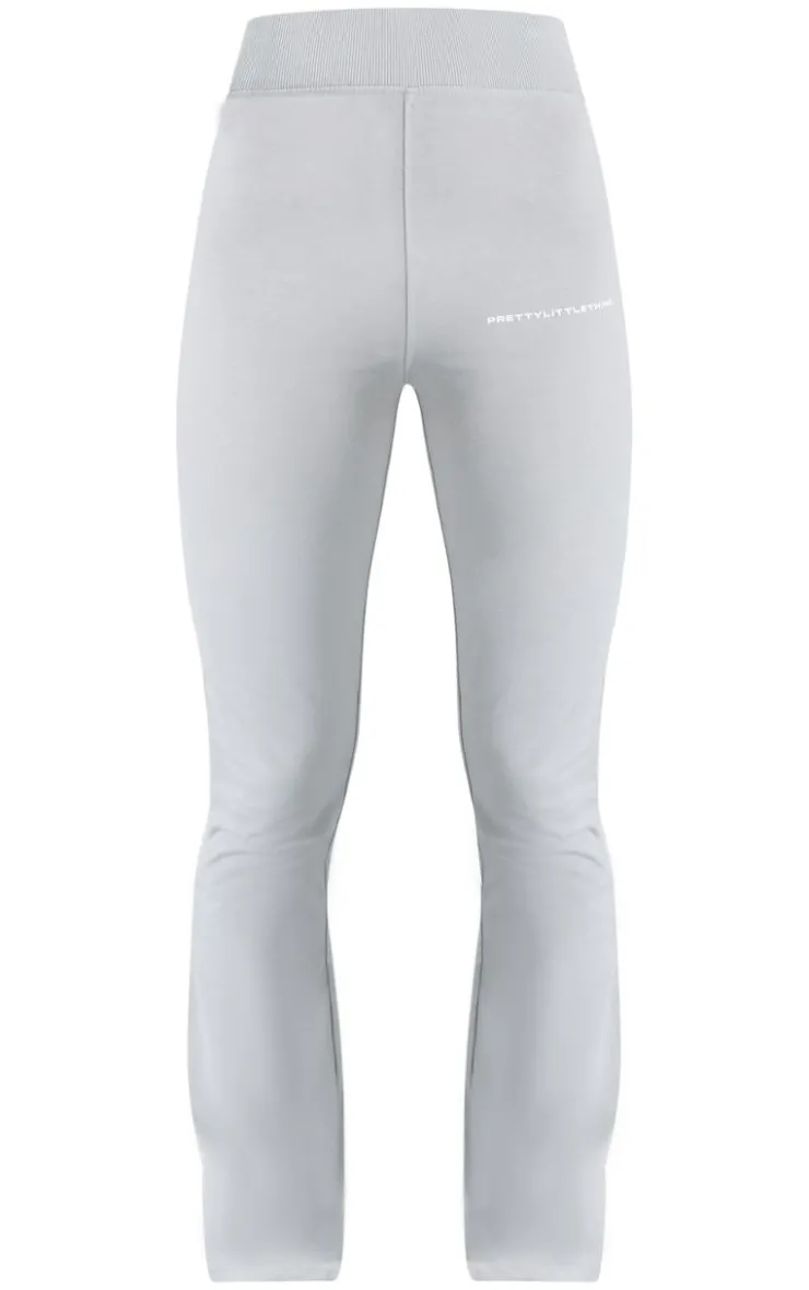 New PrettyLittleThing Pale Grey Printed Flared Pants Moss Grey