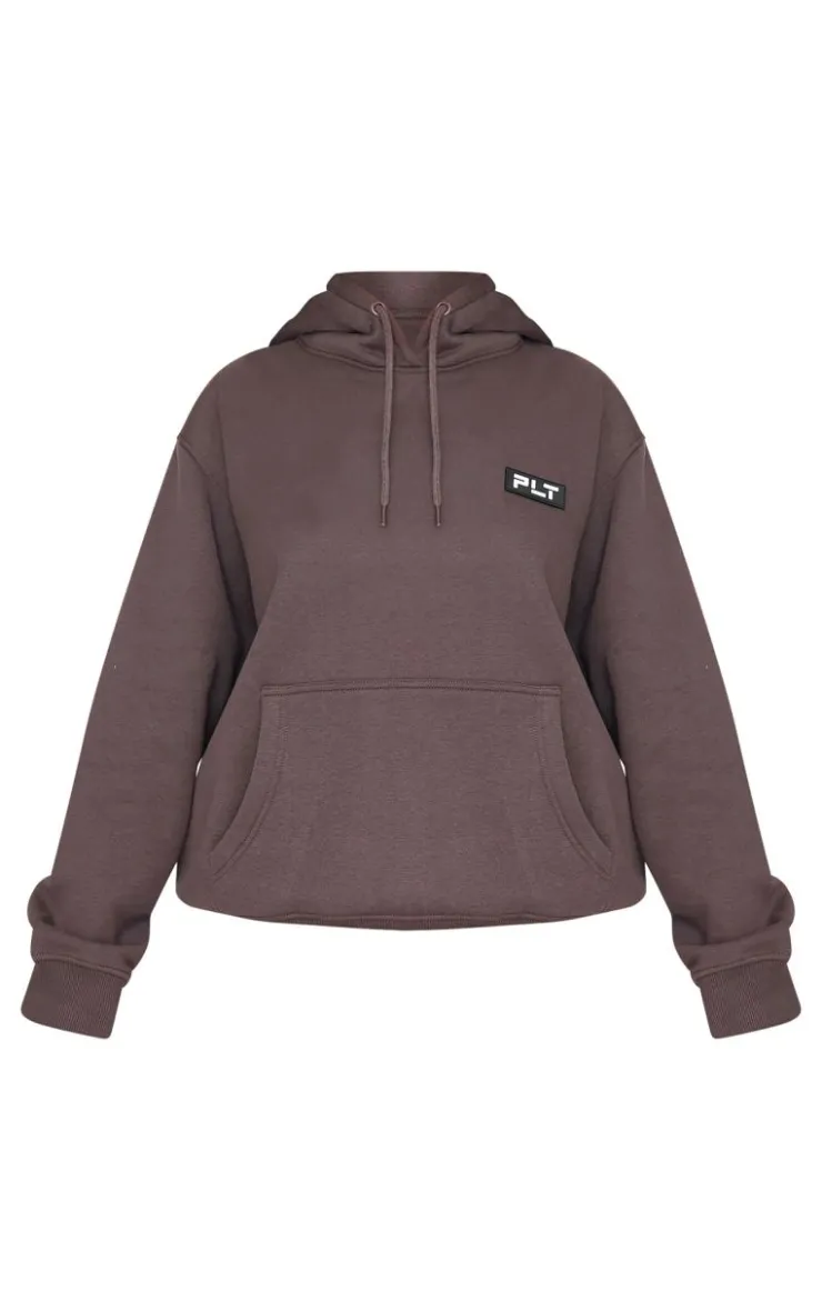 PrettyLittleThing Graphic Sweatsuits*Petite Badge Detail Oversized Hoodie