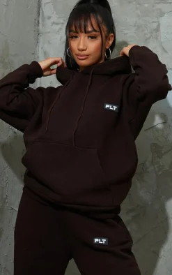 PrettyLittleThing Graphic Sweatsuits*Petite Bandage Detail Oversize Hoodie