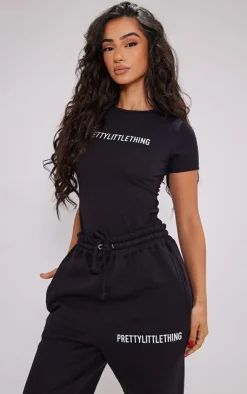 PrettyLittleThing Black Sweatsuits*Petite High Waist Cuffed Sweatpants