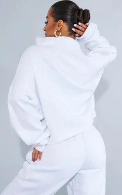Clearance PrettyLittleThing Petite Oversized Half Zip Sweat White