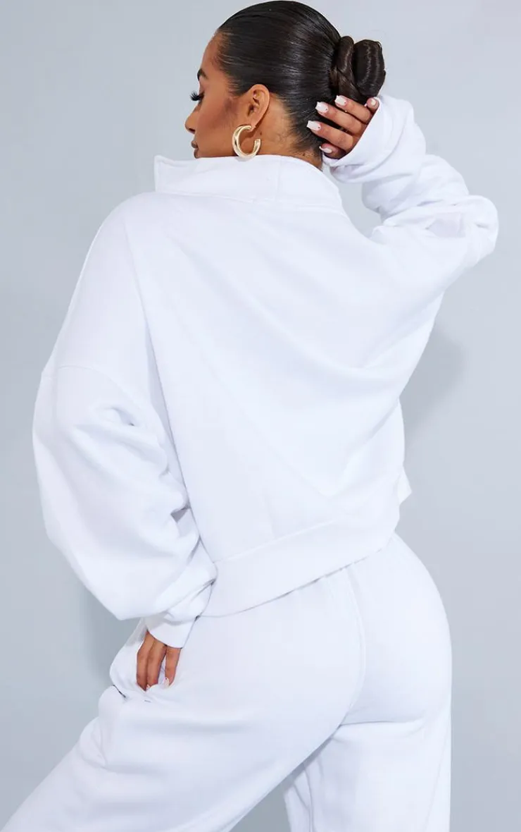 Clearance PrettyLittleThing Petite Oversized Half Zip Sweat White