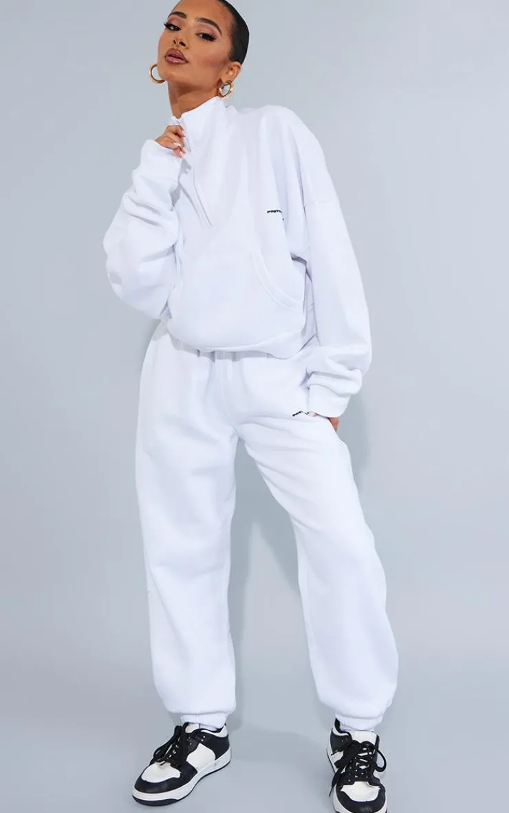 Clearance PrettyLittleThing Petite Oversized Half Zip Sweat White