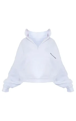 Clearance PrettyLittleThing Petite Oversized Half Zip Sweat White