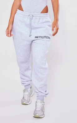 PRETTYLITTLETHING Petite Ash Grey High Waist Cuffed Sweatpants