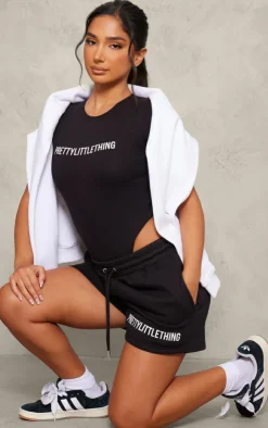 Sale PrettyLittleThing Petite Cap Sleeve Bodysuit Black