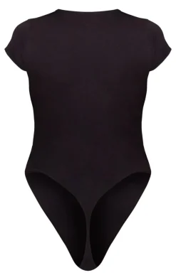 Sale PrettyLittleThing Petite Cap Sleeve Bodysuit Black