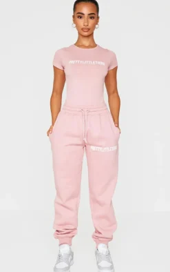 Discount PrettyLittleThing Petite High Waist Cuffed Sweatpants Light Pink