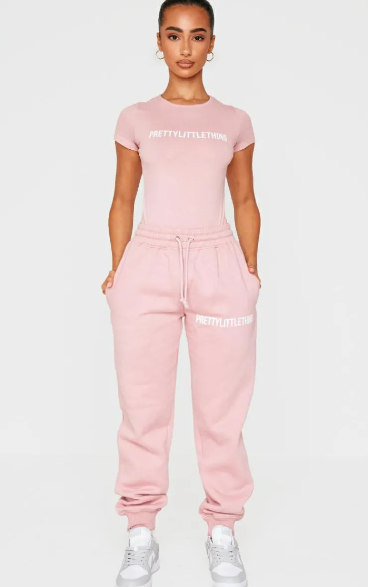 Discount PrettyLittleThing Petite High Waist Cuffed Sweatpants Light Pink