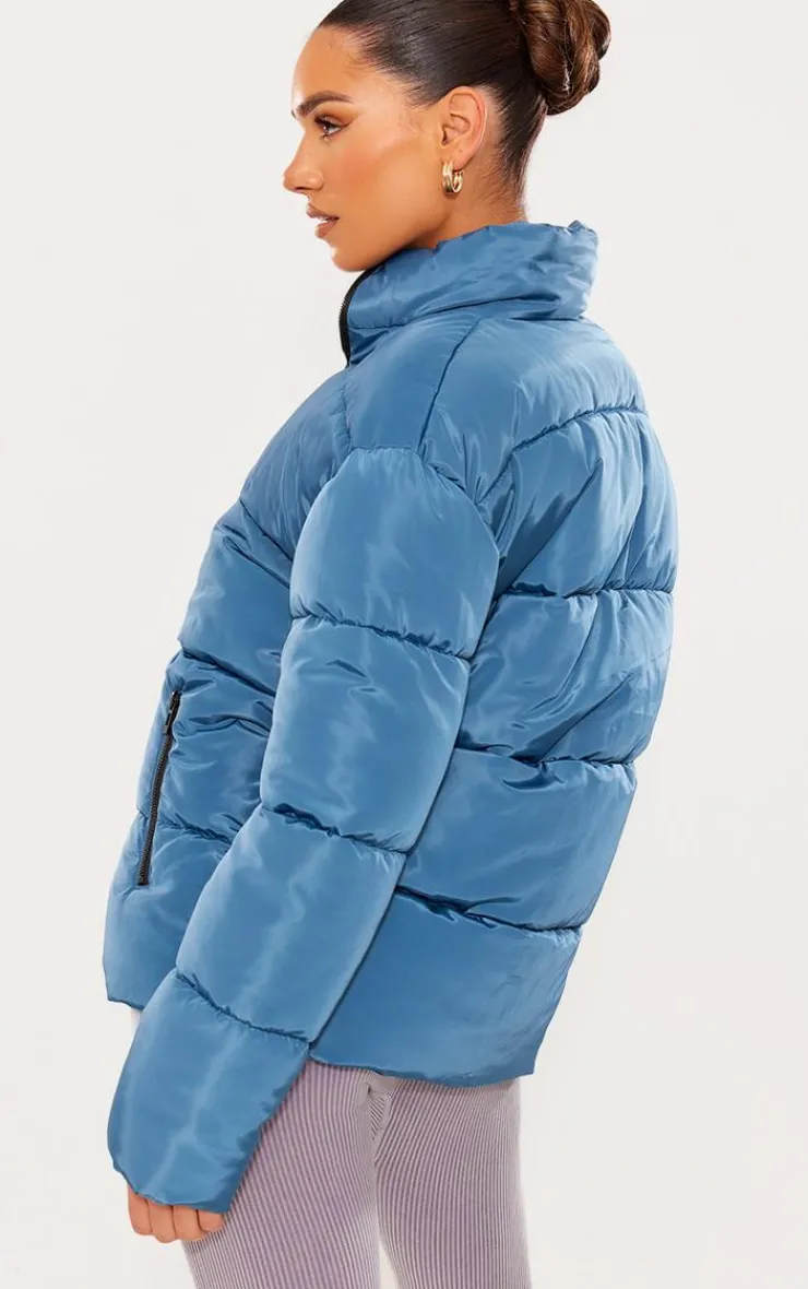 PrettyLittleThing Puffer Jackets*Panelled High Neck Puffer Coat