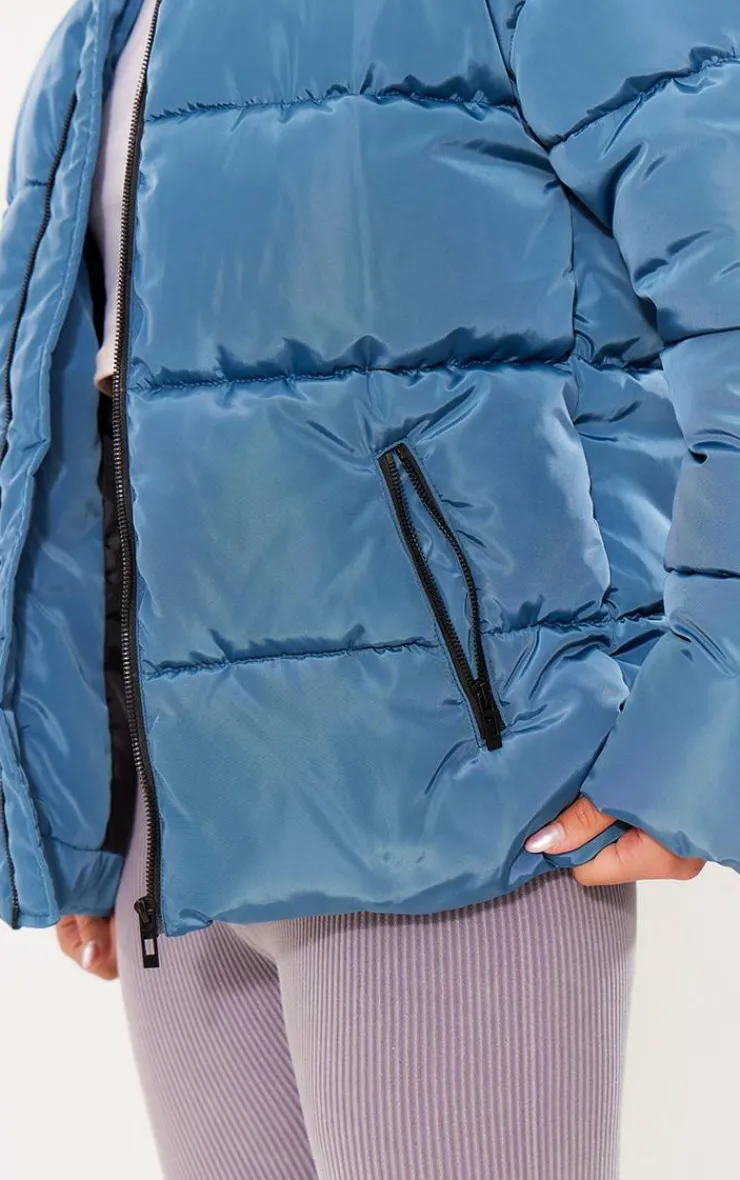 PrettyLittleThing Puffer Jackets*Panelled High Neck Puffer Coat
