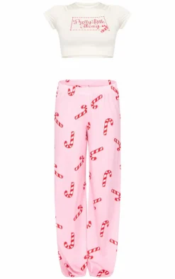 PrettyLittleThing Christmas Gifts*Candy Cane Print Long Pj Set