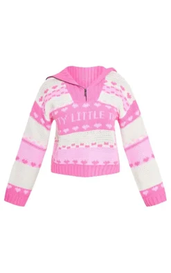 PrettyLittleThing Sweaters*Fairisle Half Zip Knit Sweater