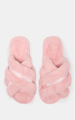 PrettyLittleThing Christmas Gifts*Logo Tape Cross Over Slippers