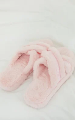 PrettyLittleThing Stocking Stuffers*Satin Logo Tape Cross Strap Slippers