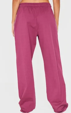 PrettyLittleThing Contrast Binding Wide Leg Sweatpants Plum