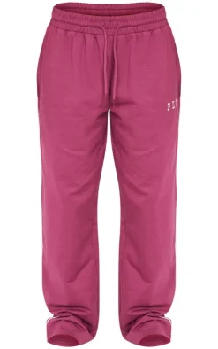 PrettyLittleThing Contrast Binding Wide Leg Sweatpants Plum