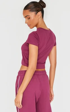 Hot PrettyLittleThing Cotton Fitted T Shirt Plum