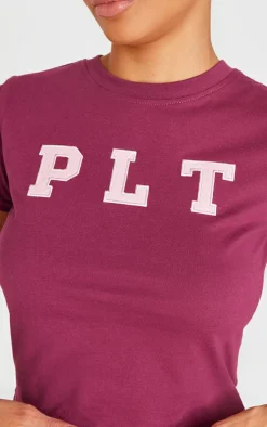 Hot PrettyLittleThing Cotton Fitted T Shirt Plum
