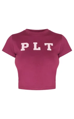 Hot PrettyLittleThing Cotton Fitted T Shirt Plum