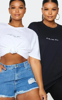 PrettyLittleThing T-Shirts*Plus 2 Pack Black & White Oversized T -Shirts