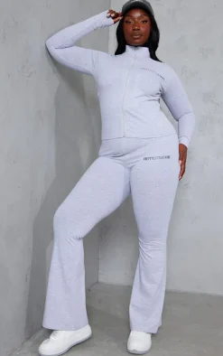 Outlet PrettyLittleThing Plus Jersey Skinny Flared Pants Ash Grey