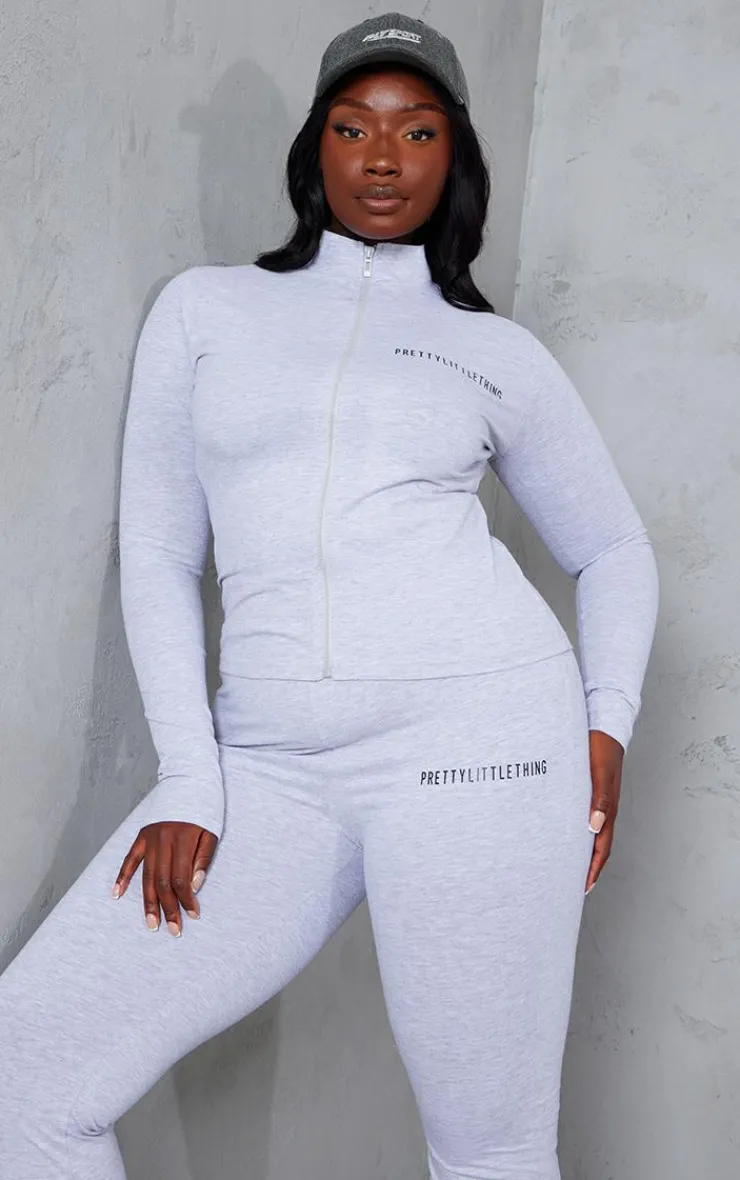 Outlet PrettyLittleThing Plus Jersey Skinny Flared Pants Ash Grey