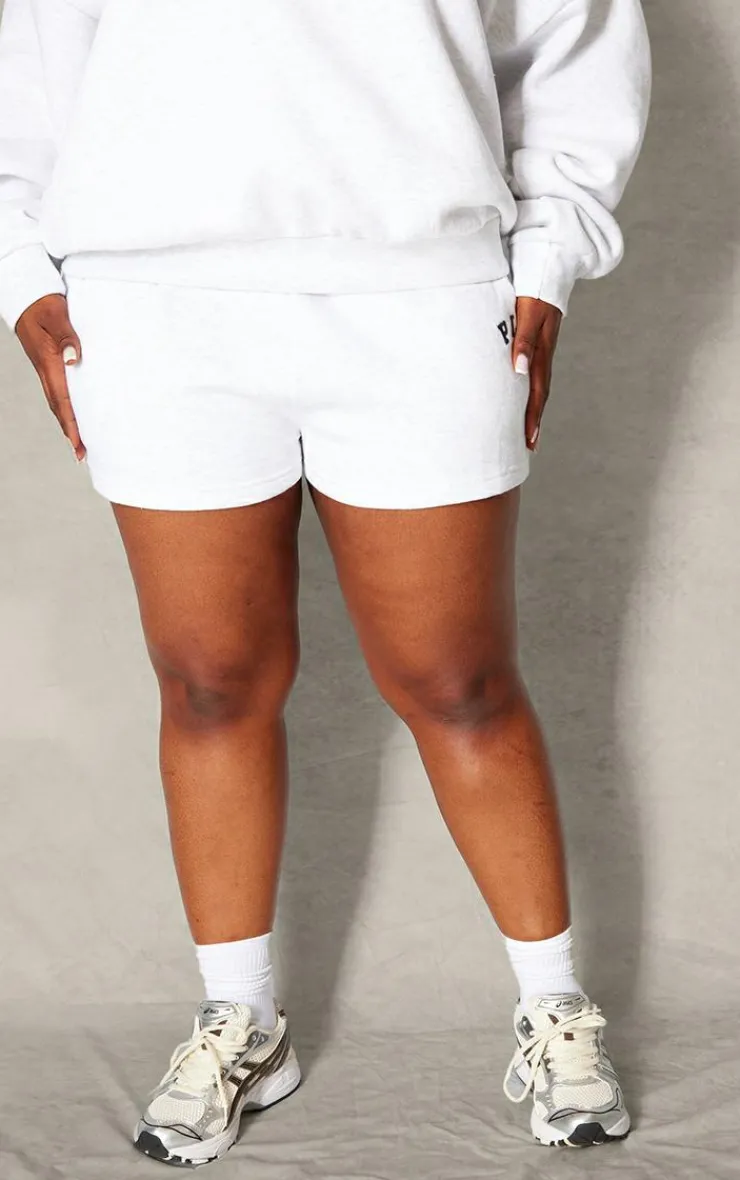 Best PrettyLittleThing Plus Logo Oversized Sweat Shorts Ash Grey