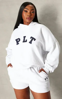 Best PrettyLittleThing Plus Logo Oversized Sweat Shorts Ash Grey