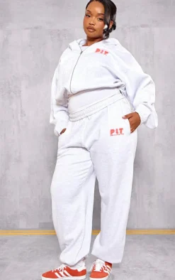 Sale PrettyLittleThing Plus Oversized Cuffed Sweatpants Ash Grey
