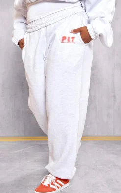 Sale PrettyLittleThing Plus Oversized Cuffed Sweatpants Ash Grey