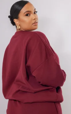 Online PrettyLittleThing Plus Oversized Sweatshirt Berry