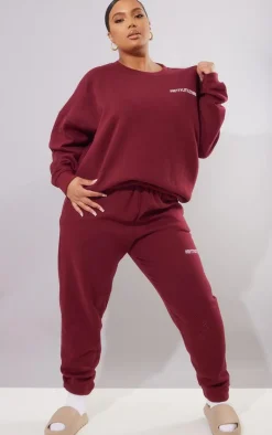 Online PrettyLittleThing Plus Oversized Sweatshirt Berry
